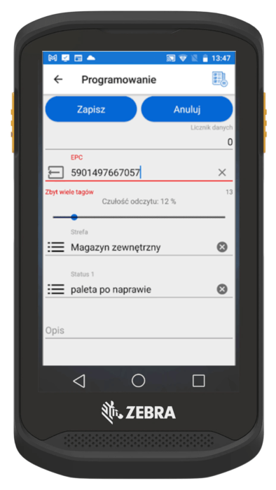 aplikacja mobilna czytnik zebra