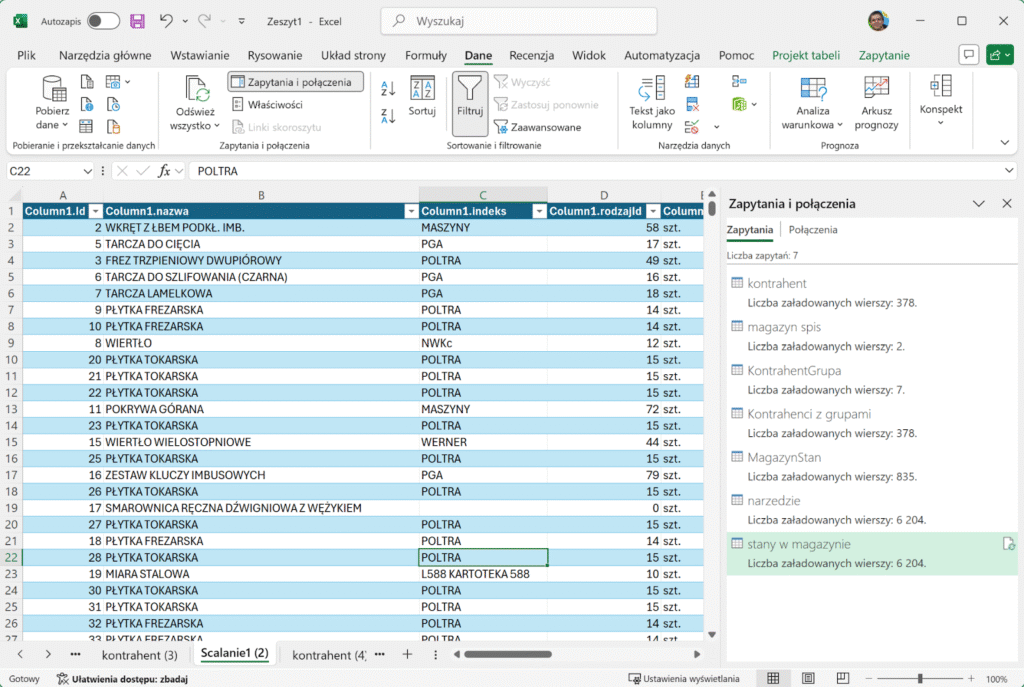 excel narzędziownia api