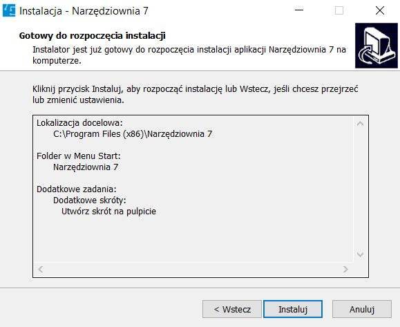 Przygotowanie instalacji Narzędziowni