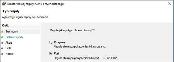 Reguły odblokowywania portu 3050