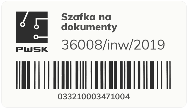 Etykieta inwentaryzacyjna z kodem kreskowym